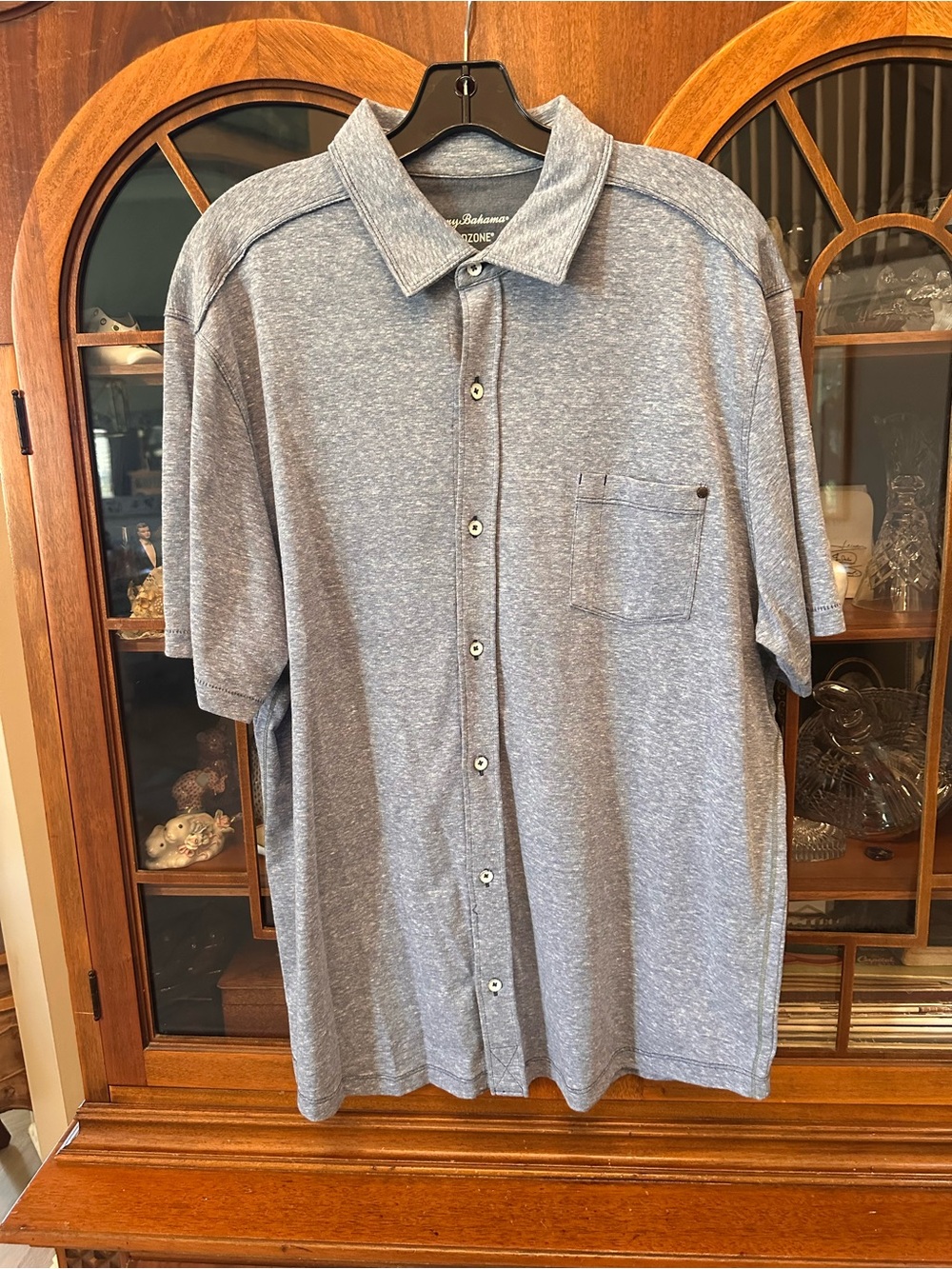 Tommy Bahama Heather Blue Short-Sleeve Button-Down Shirt